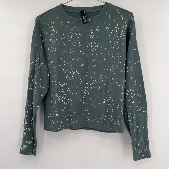 BOBI Los Angeles Bleach Splatter Terry Cropped Long Sleeve Sweatshirt Size S - Picture 1 of 9